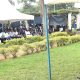 CAES Principal welcoming freshers to the College. She cautioned them to set clear goals from the start of their academic journey and to work diligently toward achieving them. College of Agricultural and Environmental Sciences (CAES) orientation ceremony to acquaint new students with College structures, academic programmes, services, and, its contribution to the University’s core functions, 7th August 2025, School of Agricultural Sciences (SAS) Gardens, Makerere University, Kampala Uganda, East Africa.