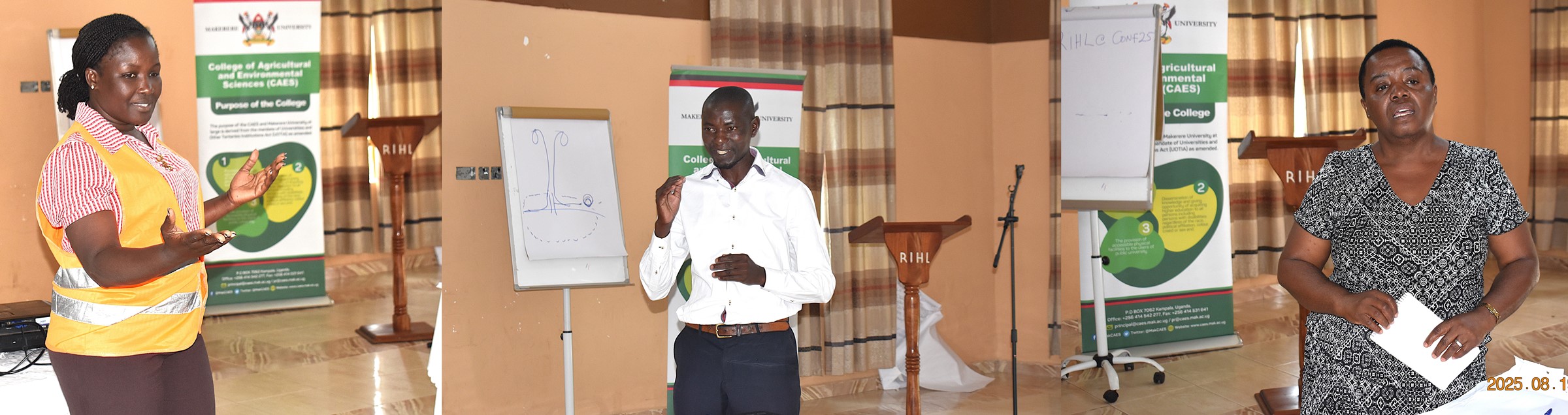 RUFS Champions in Mbale City and Kasese Municipality, Eunice Muyama, Juma Wepukhulu, and Eunice Mutooro sharing their success stories. Launch of Phase II of the Resilient Urban Food Systems (RUFS) project, aimed at deepening food security and climate resilience in Kasese Municipality and Mbale City. Funded through the AgriFoSe2030 programme and coordinated by Prof. Frank Mugagga, Department of Geography, Geo-Informatics, and Climatic Sciences, College of Agricultural and Environmental Sciences (CAES), Makerere University, Kampala Uganda, East Africa.