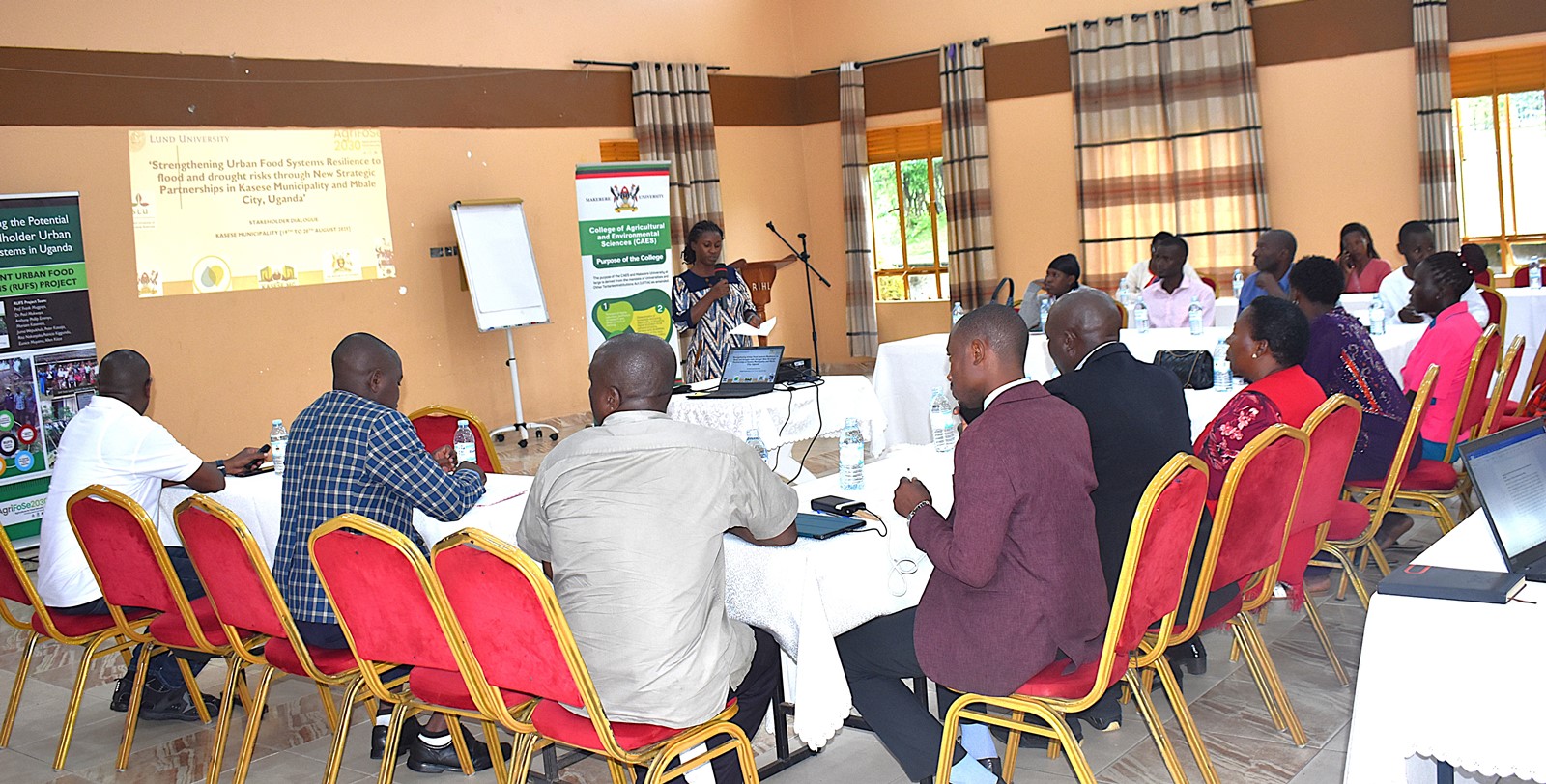 RUFS Project Focal Person in Kasese Municipality sharing the workshop programme. Launch of Phase II of the Resilient Urban Food Systems (RUFS) project, aimed at deepening food security and climate resilience in Kasese Municipality and Mbale City. Funded through the AgriFoSe2030 programme and coordinated by Prof. Frank Mugagga, Department of Geography, Geo-Informatics, and Climatic Sciences, College of Agricultural and Environmental Sciences (CAES), Makerere University, Kampala Uganda, East Africa.
