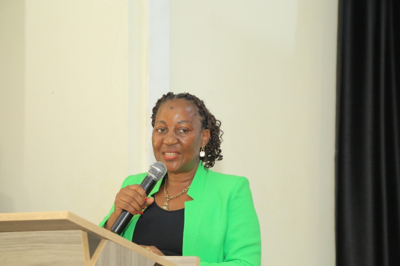 The Principal of CAES, Prof. Gorettie Nabanoga addressing participants. She urged student innovators to safeguard their intellectual property rights. End-of-recess exhibition School of Food Technology, Nutrition, and Biosystems Engineering, College of Agricultural and Environmental Sciences (CAES) showcasing student-led innovations, 24th July 2025, Makerere University, Kampala Uganda, East Africa.