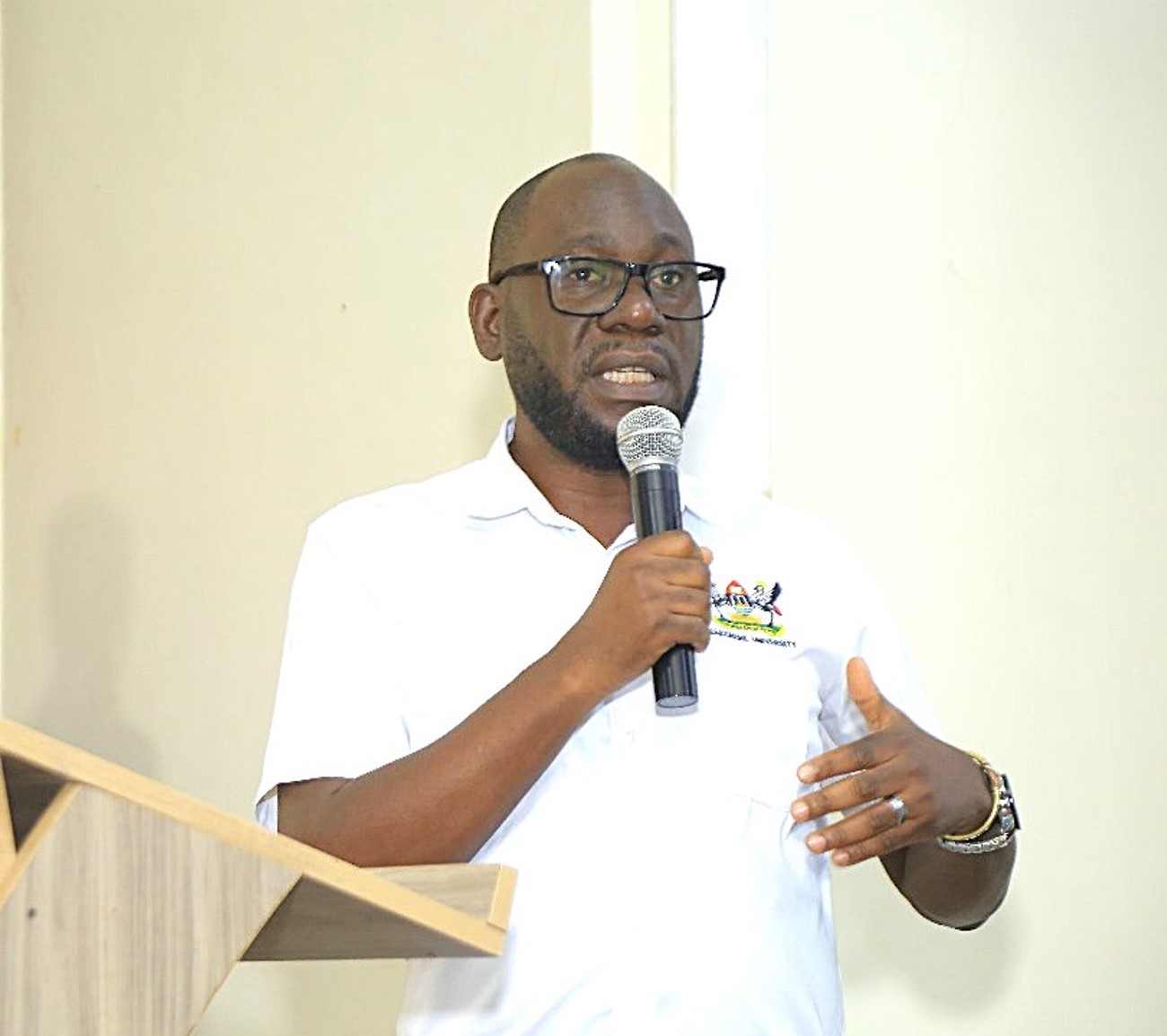 Prof. Ivan Muzira Mukisa, Head, Department of Food Technology and Nutrition, encouraged the students to envision their projects beyond the academic realm and focus on transforming them into viable commercial enterprises. End-of-recess exhibition School of Food Technology, Nutrition, and Biosystems Engineering, College of Agricultural and Environmental Sciences (CAES) showcasing student-led innovations, 24th July 2025, Makerere University, Kampala Uganda, East Africa.
