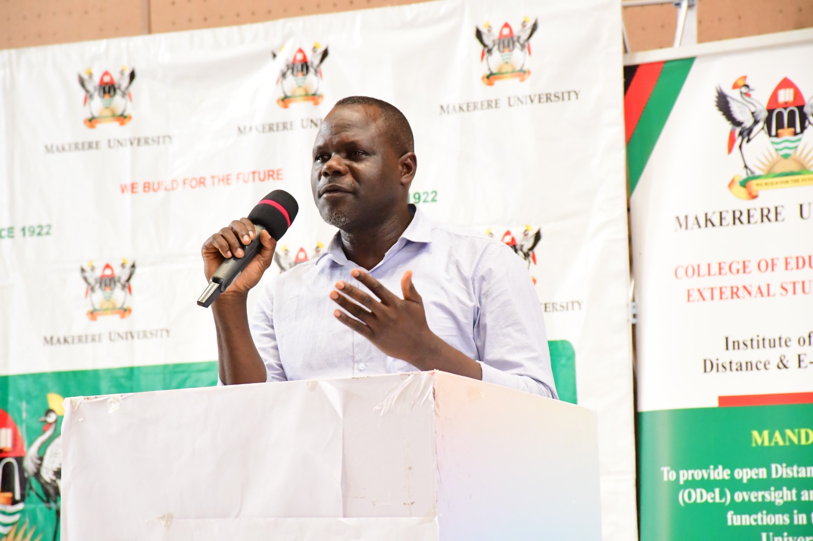 Mr. Yunusu Musisi. College of Education and External Studies (CEES) orientation ceremony to acquaint new students with College structures, academic programmes, services, and, its contribution to the University’s core functions, 6th August 2025, Yusuf Lule Central Teaching Facility Auditorium, Makerere University, Kampala Uganda, East Africa.