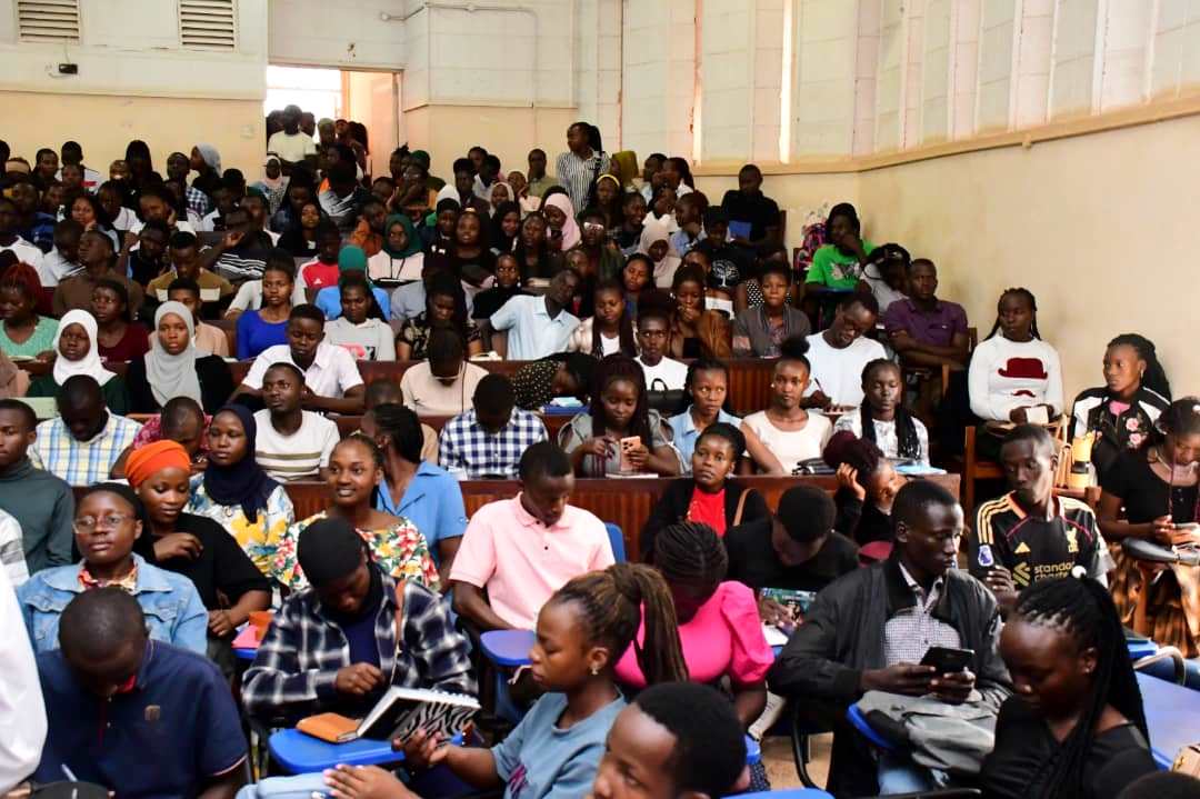 School of Education first year students at the Orientation. School of Education, College of Education and External Studies (CEES) freshers’ orientation, School of Education Conference Hall, 8th August 2025, Makerere University, Kampala Uganda, East Africa.