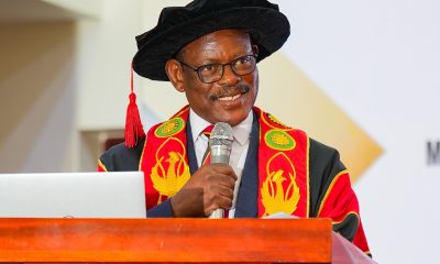 Prof. Barnabas Nawangwe addresses the congregation on 30th July 2025 in the Main Hall. Makerere University College of Health Sciences (MakCHS) in collaboration with Texas Children’s Global Hospital, Baylor College of Medicine Children’s Foundation–Uganda, the Ministry of Health (MOH) of Uganda, and Mulago National Referral Hospital (MNRH) Paediatric Haematology and Oncology Fellowship (PHO) Program 16 Fellows Award ceremony 30th July 2025, Kampala Uganda, East Africa.