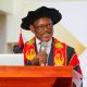 Prof. Barnabas Nawangwe addresses the congregation on 30th July 2025 in the Main Hall. Makerere University College of Health Sciences (MakCHS) in collaboration with Texas Children’s Global Hospital, Baylor College of Medicine Children’s Foundation–Uganda, the Ministry of Health (MOH) of Uganda, and Mulago National Referral Hospital (MNRH) Paediatric Haematology and Oncology Fellowship (PHO) Program 16 Fellows Award ceremony 30th July 2025, Kampala Uganda, East Africa.