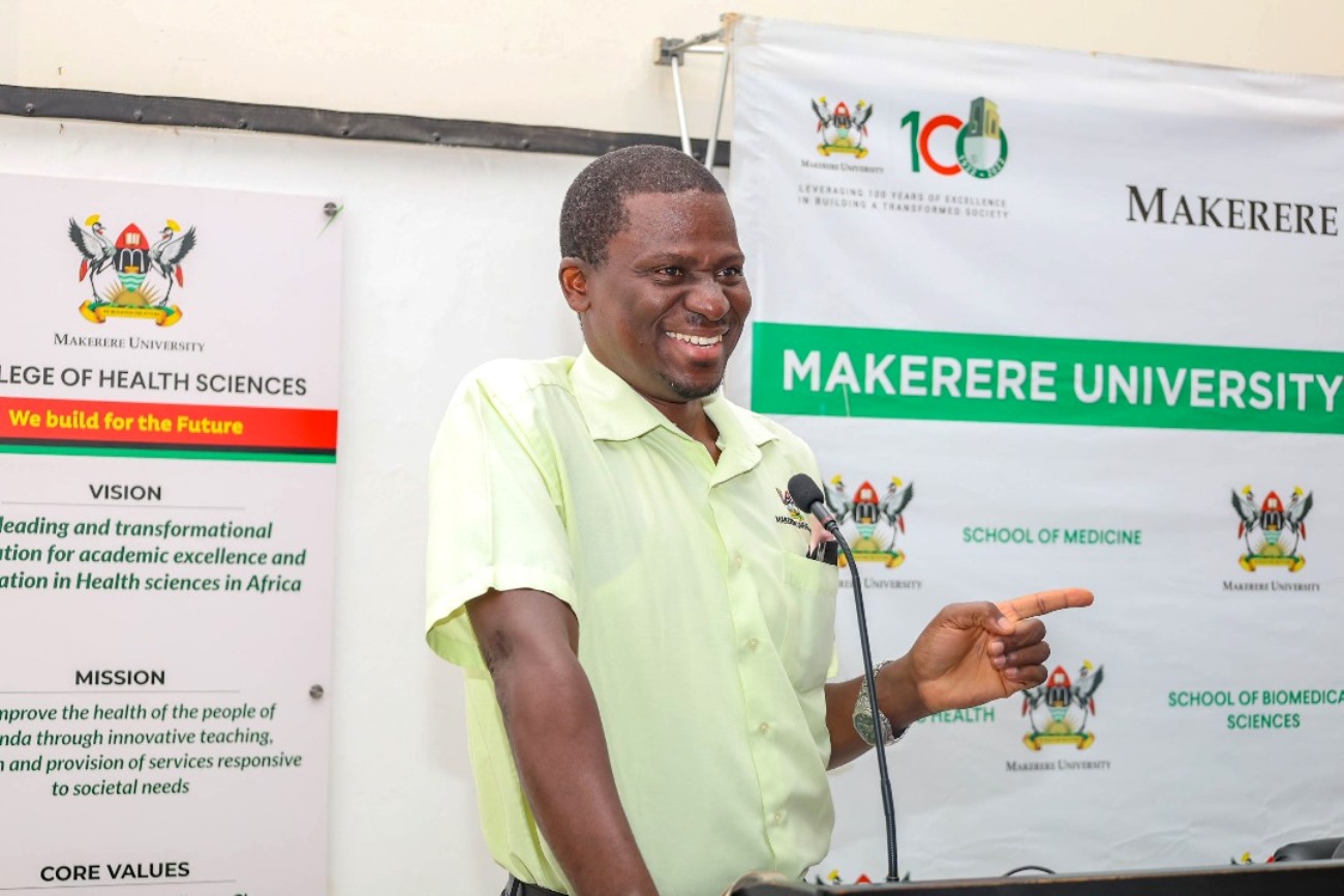 Prof. Elisa Mwaka, Head Human Anatomy represented Dean Biomedical Sciences. Makerere University College of Health Sciences (MakCHS) academic year 2025/2026 freshers orientation meeting, 5th August 2024, Davies Lecture Theater, Kampala Uganda, East Africa.