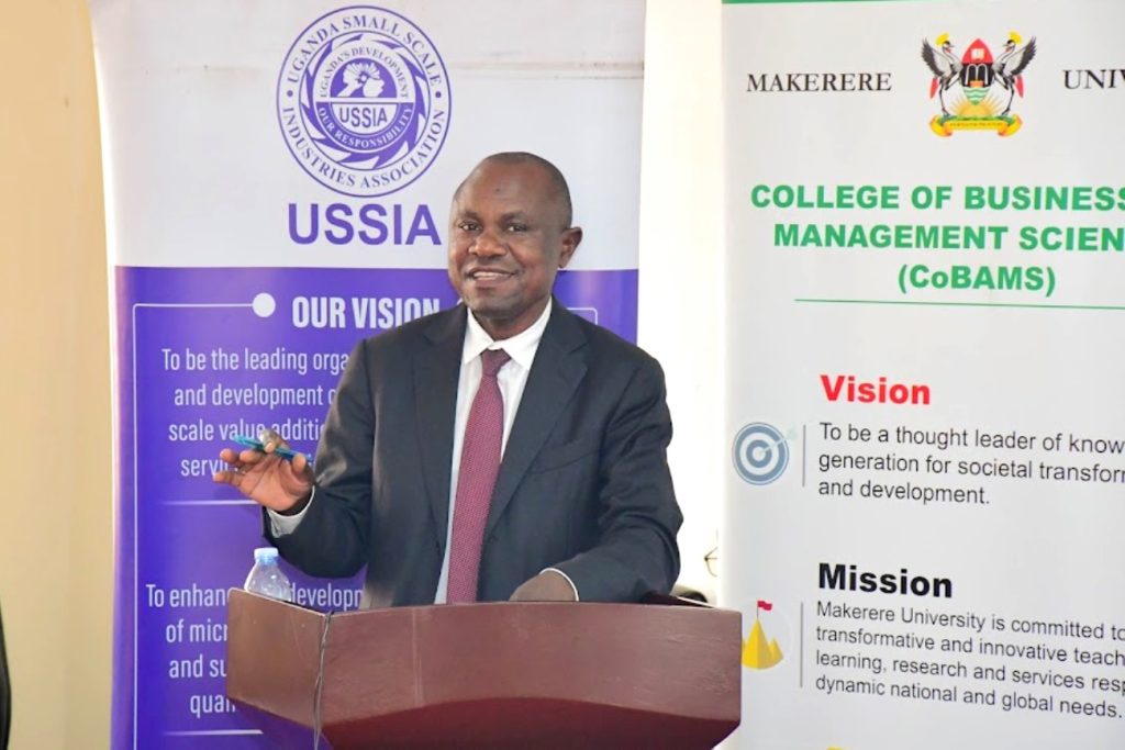 Prof. Eria Hisali. College of Business and Management Sciences (CoBAMS) and the Copenhagen Business School, in partnership with Uganda Small Scale Industries Association, dissemination workshop on Firm Formalization and Sustainable Development, 29th August 2025, CoBAMS Conference Hall, Makerere University, Kampala Uganda, East Africa.