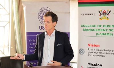 Prof. Marcus Larsen presenting the research insights. College of Business and Management Sciences (CoBAMS) and the Copenhagen Business School, in partnership with Uganda Small Scale Industries Association, dissemination workshop on Firm Formalization and Sustainable Development, 29th August 2025, CoBAMS Conference Hall, Makerere University, Kampala Uganda, East Africa.