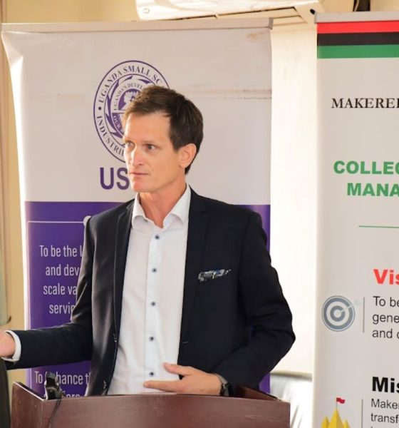 Prof. Marcus Larsen presenting the research insights. College of Business and Management Sciences (CoBAMS) and the Copenhagen Business School, in partnership with Uganda Small Scale Industries Association, dissemination workshop on Firm Formalization and Sustainable Development, 29th August 2025, CoBAMS Conference Hall, Makerere University, Kampala Uganda, East Africa.