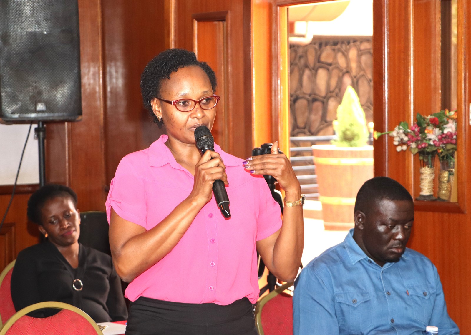A local government official clarifies on some issues during the discussion. Dissemination by EfD-Mak Centre at Makerere University of study “Differences in COVID-19 Effects on Food Security and Adaptive Strategies among the Urban Poor: Experiences from Uganda and Tanzania”, conducted between 2022 and 2023 in collaboration with EfD Tanzania, Tick Hotel Kawempe Division, Kampala Uganda, East Africa.