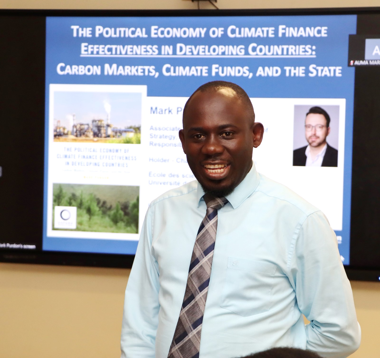 Peter Babyenda organised the seminar. Prof. Mark Purdon seminar and launch of his new book "The Political Economy of Climate Finance Effectiveness in Developing Countries: Carbon Markets, Climate Funds, and the State" hosted by the Environment for Development (EfD) Makerere Centre, 27th August 2025, Yusuf Lule Central Teaching Facility, Makerere University, Kampala Uganda, East Africa.