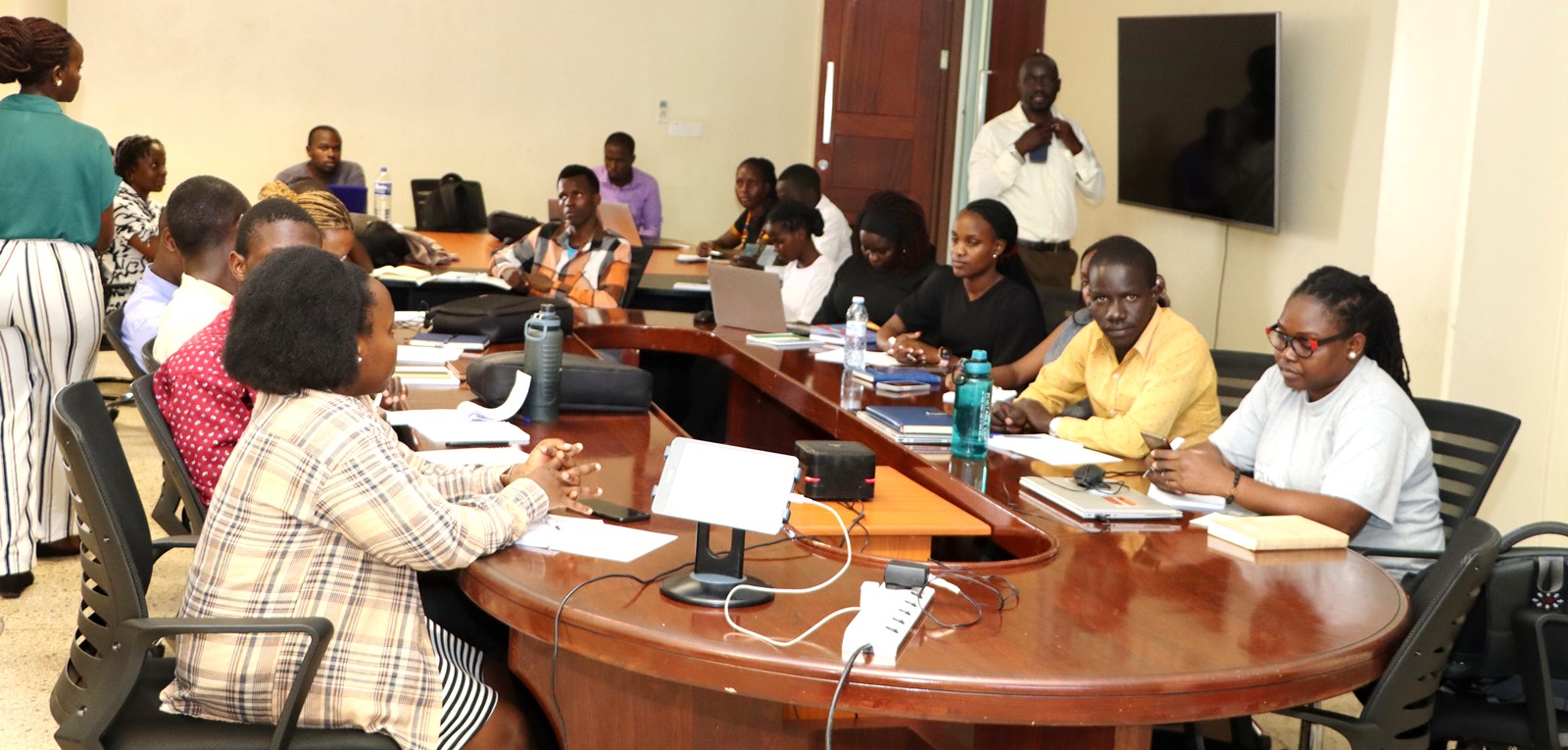 Some of the students attending the seminar. Prof. Mark Purdon seminar and launch of his new book "The Political Economy of Climate Finance Effectiveness in Developing Countries: Carbon Markets, Climate Funds, and the State" hosted by the Environment for Development (EfD) Makerere Centre, 27th August 2025, Yusuf Lule Central Teaching Facility, Makerere University, Kampala Uganda, East Africa.