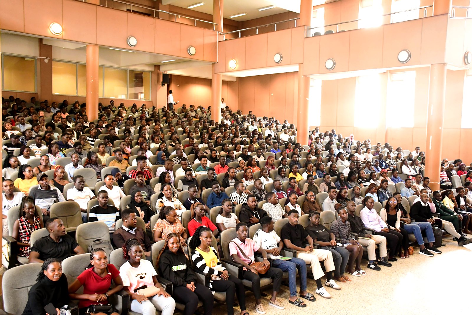 Some of the CoBAMS First Year Students that filled the Yusuf Lule Central Teaching Facility Auditorium to the brim on 5th August 2025. College of Business and Management Sciences (CoBAMS) Orientation for First Year Students 5th-8th August 2025, Day One, 5th August 2025, Yusuf Lule Central Teaching Facility Auditorium, Makerere University, Kampala Uganda, East Africa.