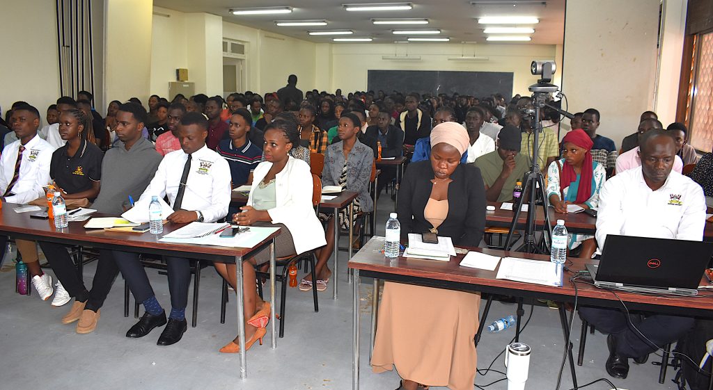 Some of the freshers and college administrators at the orientation held on 6th August 2025 at JICA. College of Natural Sciences (CoNAS) orientation ceremony to acquaint new students with College structures, academic programmes, services, and, its contribution to the University’s core functions, 6th August 2025, JICA Building, Makerere University, Kampala Uganda, East Africa.