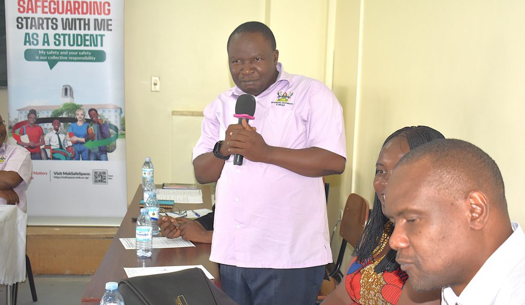 Dr Godfrey Kawooya Kubiriza briefed students about the programmes in the Department of Zoology, Entomology, and Fisheries Sciences, and the significance of the natural sciences in general. College of Natural Sciences (CoNAS) orientation ceremony to acquaint new students with College structures, academic programmes, services, and, its contribution to the University’s core functions, 6th August 2025, JICA Building, Makerere University, Kampala Uganda, East Africa.