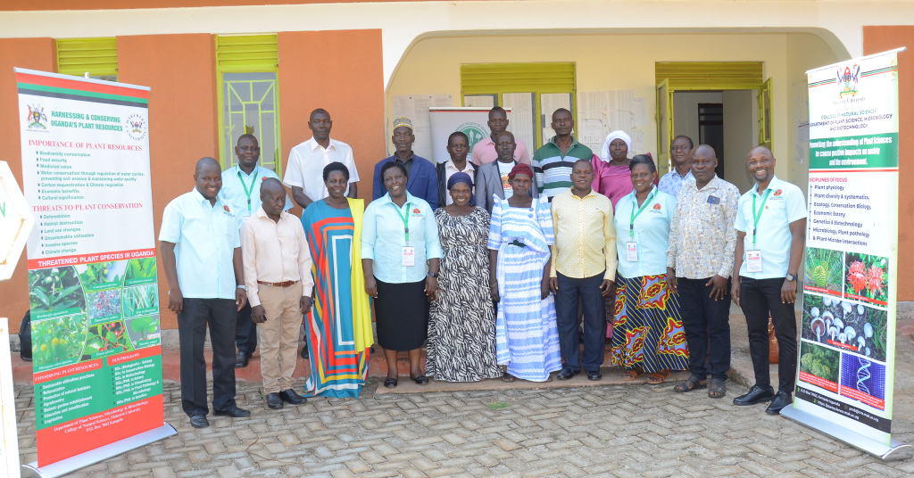 The MakRIF project team with leaders of the Traditional Herbalist Associations. Researchers led by Dr Patience Tugume, Department of Plant Sciences, Microbiology, and Biotechnology, College of Natural Sciences (CoNAS) documented 174 medicinal plant species under project “Knowledge, Attitudes, and Conservation of Commonly Traded Medicinal Plants in a Climate-Changing Environment in Eastern Uganda,” funded by Government of Uganda through the Makerere University Research and Innovations Fund (MakRIF), research dissemination workshop, 23rd July 2025, Namutumba District, Uganda East Africa.