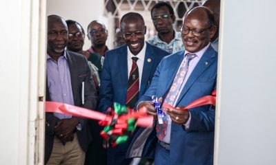 (R-L) VC Makerere University Prof. Barnabas Nawangwe, GLAVmeds' Dr. Johnson Ouma, CoVAB Principal Prof. Frank Norbert Mwiine, CEBIGH's Dr. Enoch Matovu, Dean SBLS, Dr. Claire M. Mugasa, Dean SVAR Prof. Robert Tweyongyere at the commissioning of the RTC Lab at CoVAB on Friday, 1st August 2025. Prof. Barnabas Nawangwe, officially inaugurates newly upgraded Research Centre for Tropical Diseases and Vector Control (RTC) Lab at the College of Veterinary Medicine, Animal Resources and Biosecurity (CoVAB), Monitoring of Ticks and Acaricide Resistance in Uganda (MoTAR) project, with support from the Global Alliance for Livestock Veterinary Medicines (GALVmed), 1st August 2025, Makerere University, Kampala Uganda, East Africa.