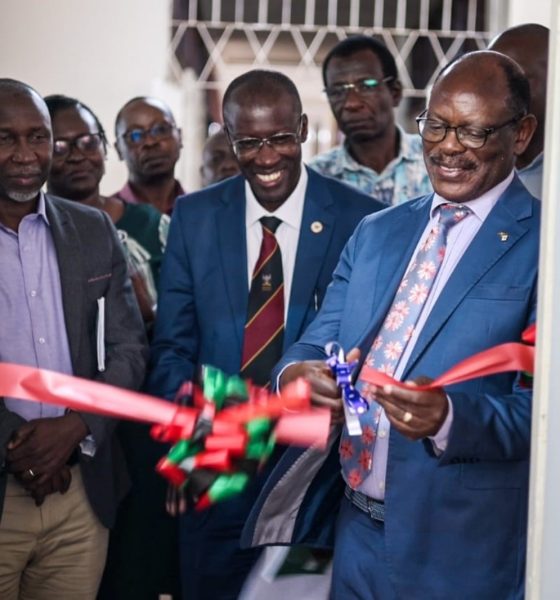 (R-L) VC Makerere University Prof. Barnabas Nawangwe, GLAVmeds' Dr. Johnson Ouma, CoVAB Principal Prof. Frank Norbert Mwiine, CEBIGH's Dr. Enoch Matovu, Dean SBLS, Dr. Claire M. Mugasa, Dean SVAR Prof. Robert Tweyongyere at the commissioning of the RTC Lab at CoVAB on Friday, 1st August 2025. Prof. Barnabas Nawangwe, officially inaugurates newly upgraded Research Centre for Tropical Diseases and Vector Control (RTC) Lab at the College of Veterinary Medicine, Animal Resources and Biosecurity (CoVAB), Monitoring of Ticks and Acaricide Resistance in Uganda (MoTAR) project, with support from the Global Alliance for Livestock Veterinary Medicines (GALVmed), 1st August 2025, Makerere University, Kampala Uganda, East Africa.