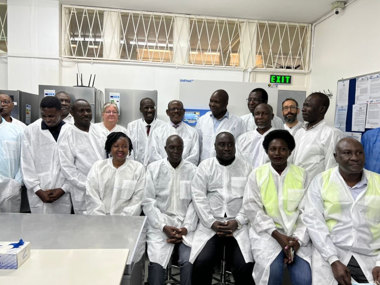 The Vice Chancellor, Prof. Barnabas Nawangwe flanked the Principal Investigator of the RTC Lab Dr. Patrick Vudrico and other college staff, officials from MAAIF, Uganda Veterinary Association, VISUKA, the service provider inside the RTC lab. Prof. Barnabas Nawangwe, officially inaugurates newly upgraded Research Centre for Tropical Diseases and Vector Control (RTC) Lab at the College of Veterinary Medicine, Animal Resources and Biosecurity (CoVAB), Monitoring of Ticks and Acaricide Resistance in Uganda (MoTAR) project, with support from the Global Alliance for Livestock Veterinary Medicines (GALVmed), 1st August 2025, Makerere University, Kampala Uganda, East Africa.