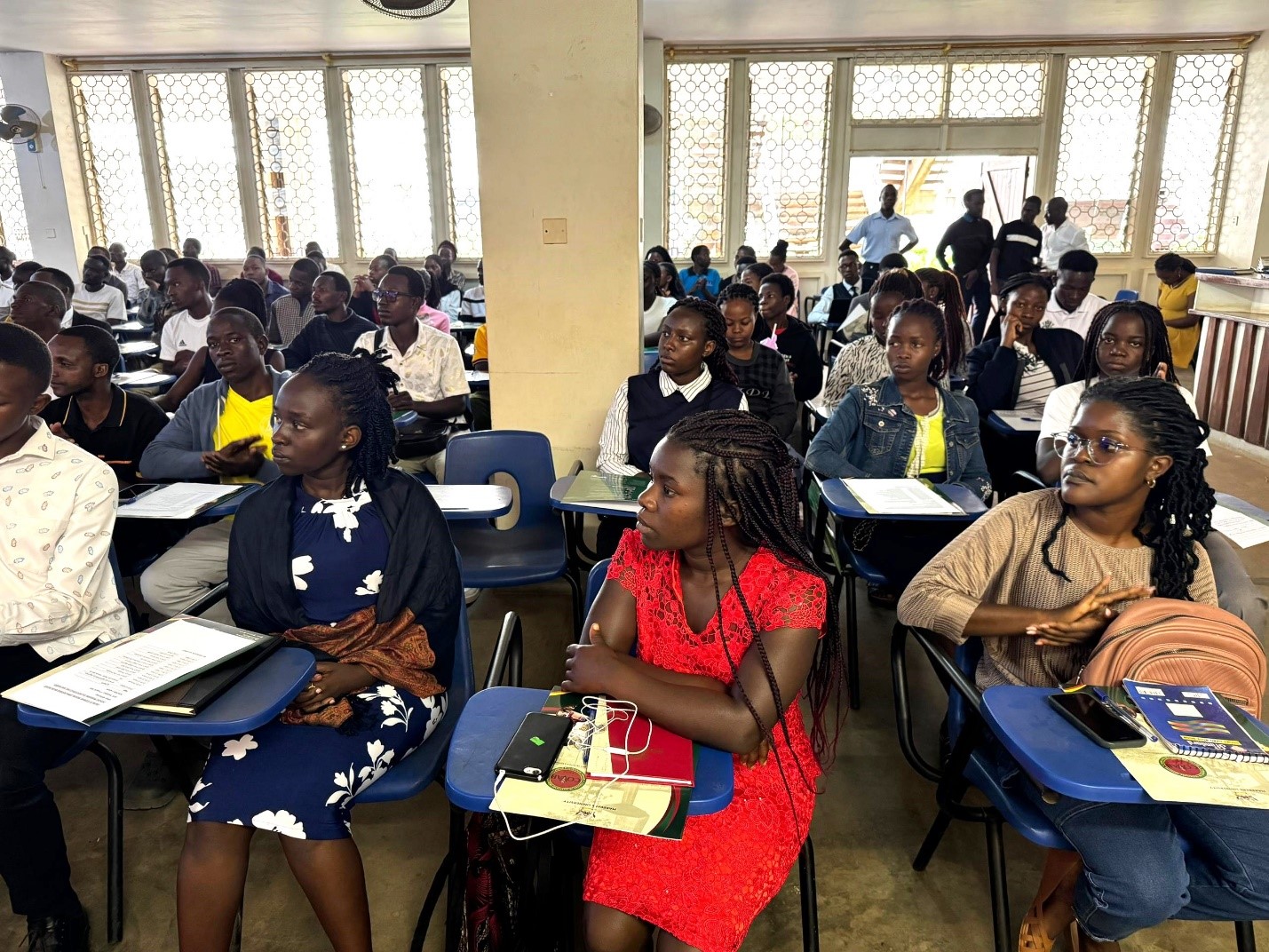 Incoming undergraduate students who attended the orientation at CoVAB. Orientation to welcome incoming undergraduate students at College of Veterinary Medicine, Animal Resources and Biosecurity (CoVAB), Thursday 7th August 2025, Media Room, CoVAB, Makerere University, Kampala Uganda, East Africa.