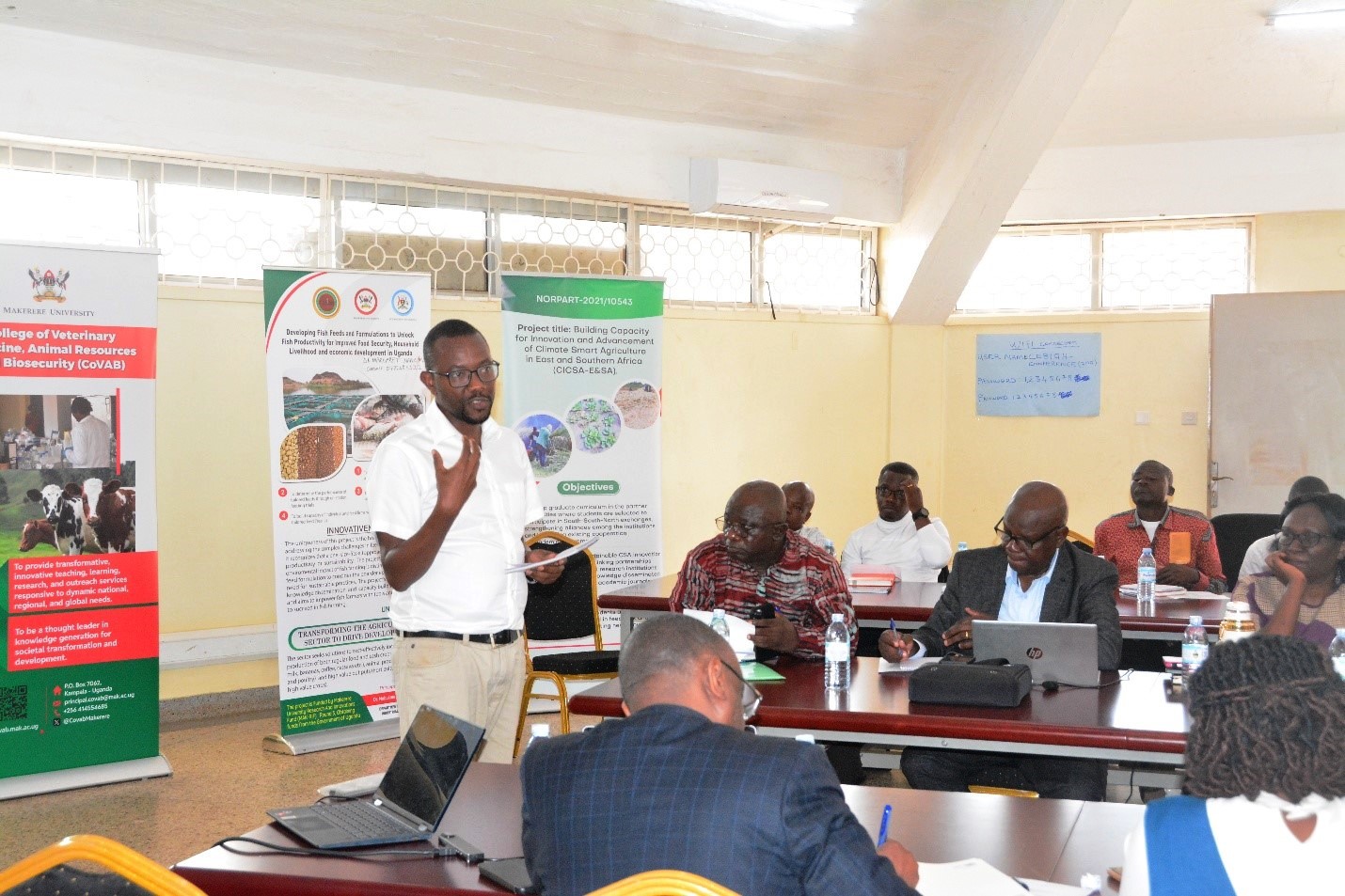 Dr. Henry Zakumumpa who represented the Ag. Director, DRGT at the stakeholder engagement. College of Veterinary Medicine, Animal Resources and Biosecurity (CoVAB) officially launches pioneering taught PhD program in Livestock Development and Planning, marking a significant leap forward in agricultural education and research in Uganda, 14th August 2025, Makerere University, Kampala, East Africa.