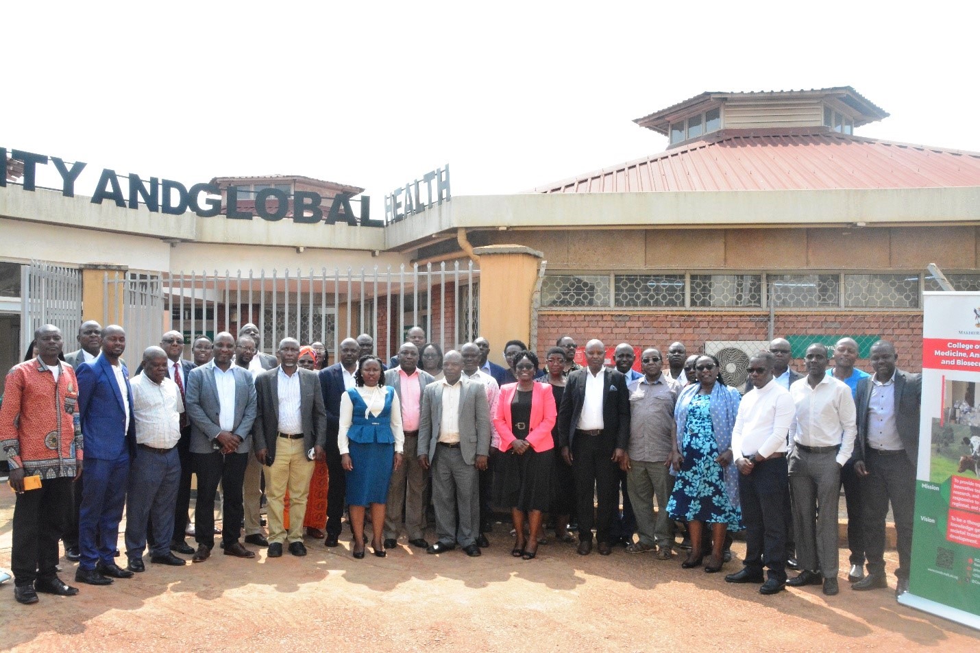 Stakeholders pose for a group photo after unveiling CoVAB's pioneering taught PhD program in Livestock Development and Planning on 14th August 2025. College of Veterinary Medicine, Animal Resources and Biosecurity (CoVAB) officially launches pioneering taught PhD program in Livestock Development and Planning, marking a significant leap forward in agricultural education and research in Uganda, 14th August 2025, Makerere University, Kampala, East Africa.
