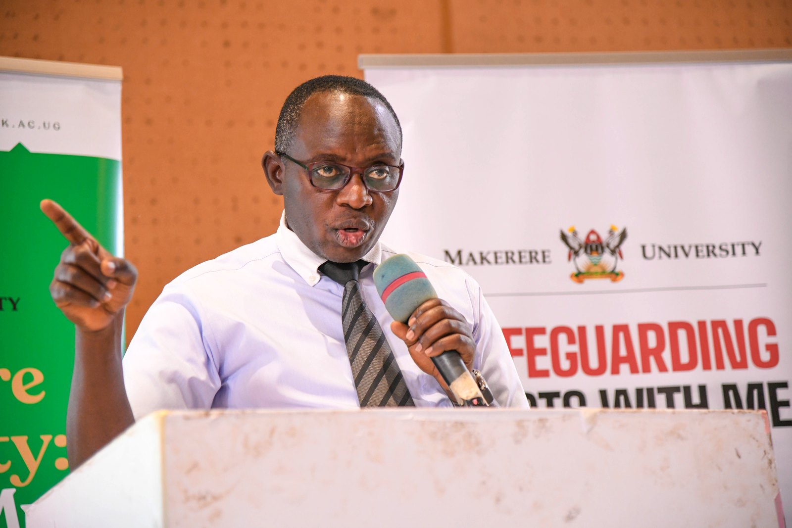 Mr. Henry Nsubuga. Orientation for Postgraduate students held at the Yusuf Lule Central Teaching Facility Auditorium on 11th August 2025, Makerere University, Kampala Uganda, East Africa.