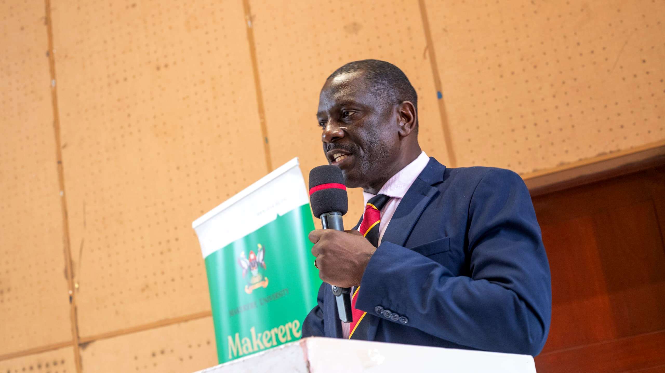 Prof. Julius Kikooma. Orientation for Postgraduate students held at the Yusuf Lule Central Teaching Facility Auditorium on 11th August 2025, Makerere University, Kampala Uganda, East Africa.