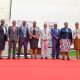 The Chair of the Search Committee, Prof. Fred Masagazi Masaazi (4th Right) with members of the Search Committee for the Position of First Deputy Vice Chancellor and the candidate-Prof. Sarah Ssali (2nd Right). Public presentation by Prof. Sarah Ssali, candidate vying for the position of First Deputy Vice Chancellor (DVC) for Academic Affairs, under the theme “Strengthening the Teaching–Research Nexus to Deliver High-Quality Graduates for Africa’s Transformation”, 25th August 2025, Main Hall, Main Building, Makerere University, Kampala Uganda, East Africa.
