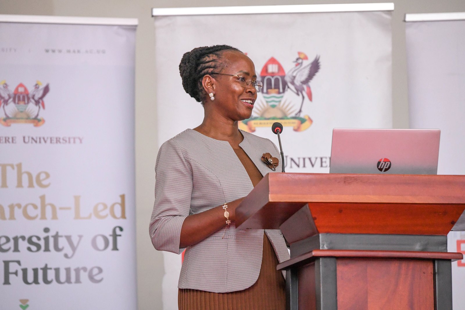 Public presentation by Prof. Sarah Ssali, candidate vying for the position of First Deputy Vice Chancellor (DVC) for Academic Affairs, under the theme “Strengthening the Teaching–Research Nexus to Deliver High-Quality Graduates for Africa’s Transformation”, 25th August 2025, Main Hall, Main Building, Makerere University, Kampala Uganda, East Africa.
