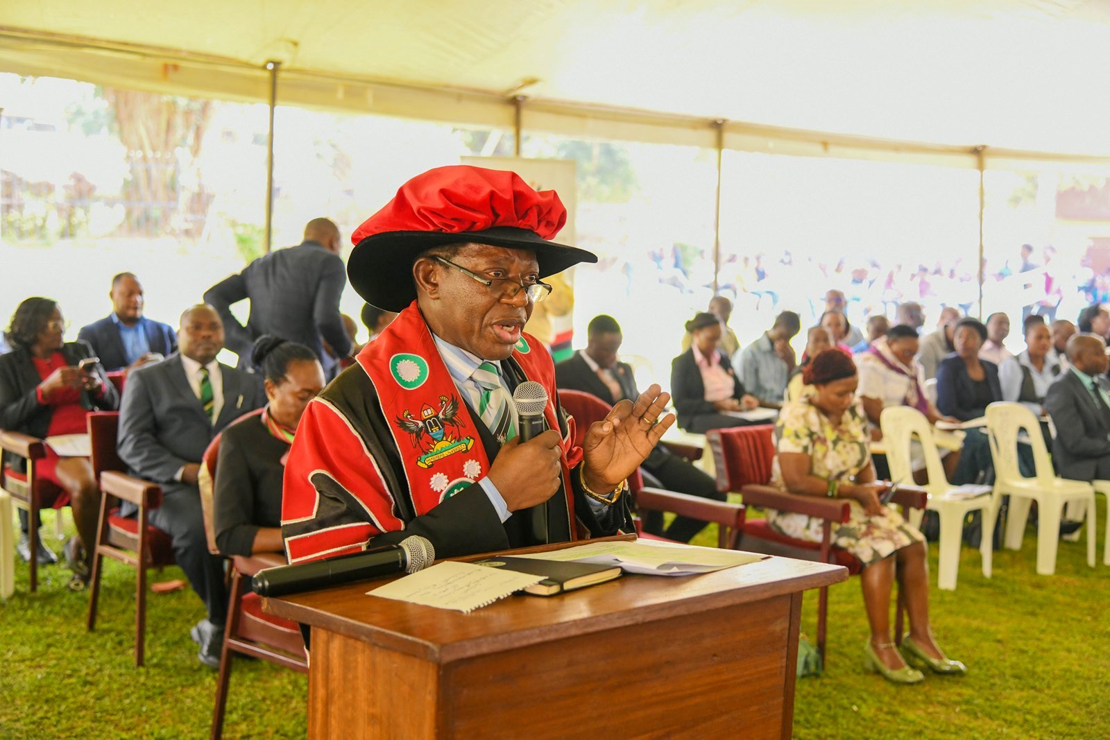 Prof. Buyinza Mukadasi addresses freshmen and women at the Freedom Square on 4th August 2025. Makerere University officially kicks off 2025/2026 academic year with a Freshers’ Orientation at the Freedom Square on Monday 4th August 2025, Kampala Uganda, East Africa.
