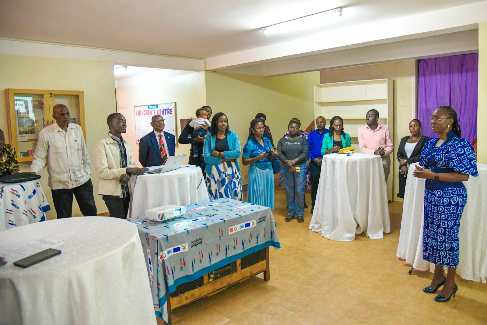 Prof. Sarah Ssali (Right) welcomes officials to the Institute of Gender and Development Studies. Makerere University, in collaboration with UNDP Uganda launch of Daycare and Breastfeeding Centre at the Institute of Gender and Development Studies (IGDS) and state-of-the-art Multimedia Studio at the Frank Kalimuzo Central Teaching Facility, 7th August 2025, Kampala Uganda, East Africa.