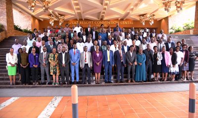 The Vice Chancellor-Prof. Barnabas Nawangwe (10th from Right) with Members of Management and other officials at the Training on 14th August 2025. Top Management Capacity Building Training for Makerere University aimed at building excellence in 21st Century University Leadership at Makerere through two objectives namely; Strategic Budget Mastery and Implementation Excellence, and Comprehensive Management Excellence and Skills Enhancement on 14th August 2025, Speke Resort Munyonyo, Kampala Uganda, East Africa.