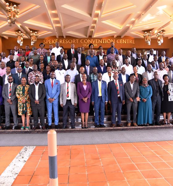 The Vice Chancellor-Prof. Barnabas Nawangwe (10th from Right) with Members of Management and other officials at the Training on 14th August 2025. Top Management Capacity Building Training for Makerere University aimed at building excellence in 21st Century University Leadership at Makerere through two objectives namely; Strategic Budget Mastery and Implementation Excellence, and Comprehensive Management Excellence and Skills Enhancement on 14th August 2025, Speke Resort Munyonyo, Kampala Uganda, East Africa.