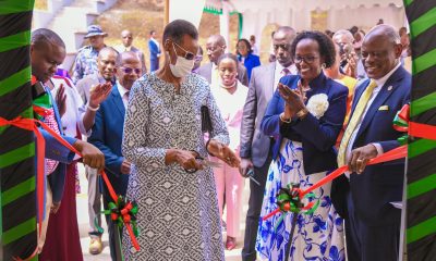 Hon. Janet Kataaha Museveni (2nd Left) flanked by Left to Right: Hon. Balaam Barugahara, Mrs. Lorna Magara and Prof. Barnabas Nawangwe at the official reopening of Mary Stuart Hall on 15th August 2025. First Lady and Minister of Education and Sports, Hon. Janet Kataaha Museveni officially reopened Mary Stuart Hall after a year-long renovation project that cost UGX 10.5 billion, by the National Enterprise Corporation (NEC), August 15, 2025, Makerere University, Kampala Uganda, East Africa.