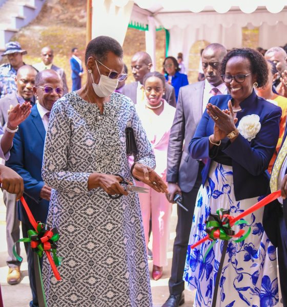 Hon. Janet Kataaha Museveni (2nd Left) flanked by Left to Right: Hon. Balaam Barugahara, Mrs. Lorna Magara and Prof. Barnabas Nawangwe at the official reopening of Mary Stuart Hall on 15th August 2025. First Lady and Minister of Education and Sports, Hon. Janet Kataaha Museveni officially reopened Mary Stuart Hall after a year-long renovation project that cost UGX 10.5 billion, by the National Enterprise Corporation (NEC), August 15, 2025, Makerere University, Kampala Uganda, East Africa.