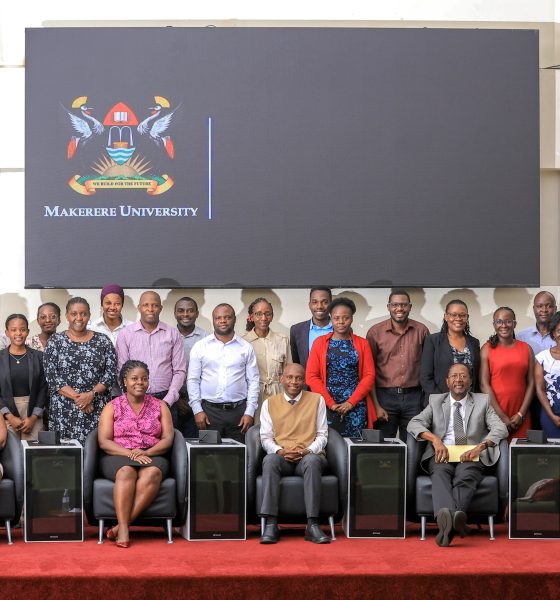 Seated: Prof. David Musoke Serwadda (2nd Right) and Assoc. Prof. David Musoke (3rd Right) with participants at the workshop on 20th August 2025. Workshop on Strengthening Equitable Partnerships in International Research Collaboration in Uganda, keynote address by Prof. David Musoke Serwadda,20th August 2025, Makerere University School of Public Health (MakSPH) Auditorium, Kampala Uganda, East Africa.