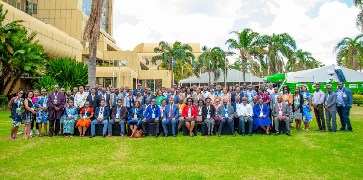 MakSPH team led by Prof. Rhoda Wanyenze (centre, in red) with Dr. Estifanos Biru Shargie of the Global Fund (to her right) and other delegates at the PERSuADE II Regional Partners Meeting in Harare, Zimbabwe, December 11–14, 2023. The meeting reinforced regional collaboration in strengthening data use and health systems.