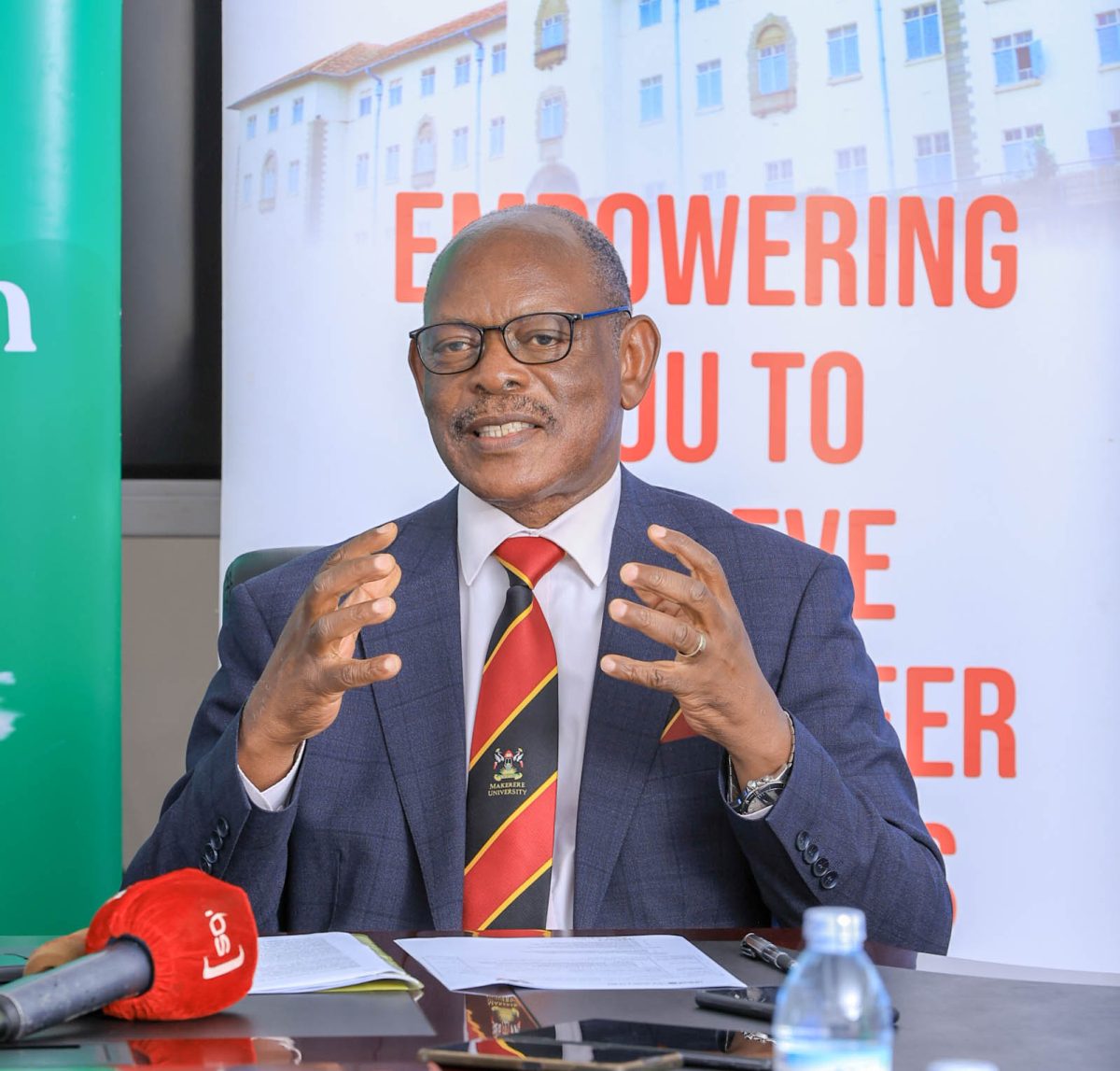 Makerere Vice Chancellor Professor Barnabas Nawangwe expresses delight after signing the MoU. Photo by John Okeya Makerere University (Mak) and United Nations Children’s Fund (UNICEF) Uganda sign MoU that launches a two-year, renewable partnership aimed at advancing child rights and well-being through rigorous research, capacity building, and policy-driven innovation, CFC, MITER, CEES, MakSPH, 14th August 2025, Main Building, Kampala Uganda, East Africa.