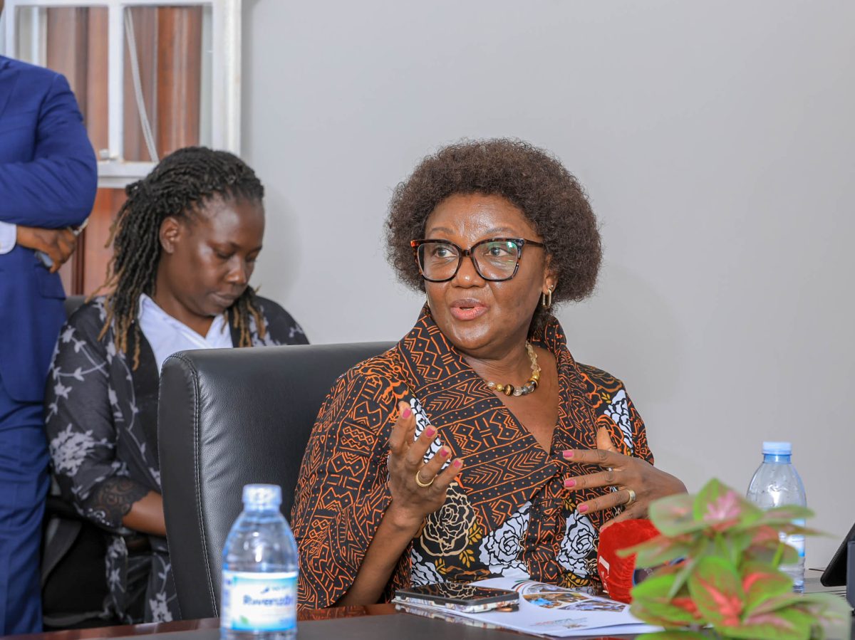 Professor Rhoda Wanyenze, Dean of MakSPH speaks to the press during the MoU Signing ceremony at Makerere University on Thursday. Makerere University (Mak) and United Nations Children’s Fund (UNICEF) Uganda sign MoU that launches a two-year, renewable partnership aimed at advancing child rights and well-being through rigorous research, capacity building, and policy-driven innovation, CFC, MITER, CEES, MakSPH, 14th August 2025, Main Building, Kampala Uganda, East Africa.