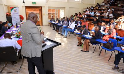 The Dean-SoL, Associate Professor Ronald Naluwairo addresses 1st Year LLM Students during their orientation on 13th August 2025. School of Law (SoL) orientation meeting for Master of Laws (LLM) 1st year students facilitated by SoL leadership, Department of Academic Registrar (AR) and Directorate of Graduate Training, 13th August 2025, SoL Auditorium, Makerere University, Kampala Uganda, East Africa.