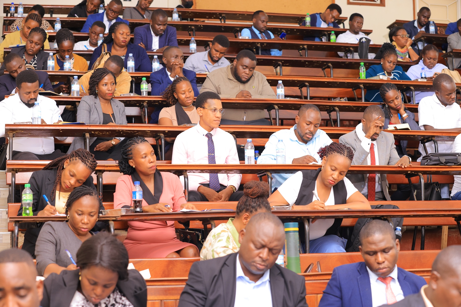 Part of the audience that attended the orientation. School of Law (SoL) orientation meeting for Master of Laws (LLM) 1st year students facilitated by SoL leadership, Department of Academic Registrar (AR) and Directorate of Graduate Training, 13th August 2025, SoL Auditorium, Makerere University, Kampala Uganda, East Africa.