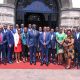 Prof. Barnabas Nawangwe (6th Right) and Mr. Samuel Mwogeza (6th Left) with members of their respective teams after the meeting on 26th August 2025. Makerere University hosts delegation from Stanbic Bank to strengthen their longstanding relationship and explore future collaborations, 26th August 2025, Kampala Uganda, East Africa.