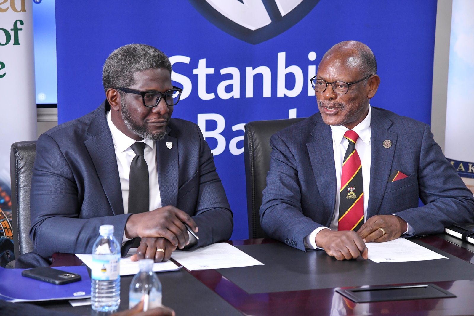 Prof. Barnabas Nawangwe (Right) makes his remarks during the meeting. Makerere University hosts delegation from Stanbic Bank to strengthen their longstanding relationship and explore future collaborations, 26th August 2025, Kampala Uganda, East Africa.