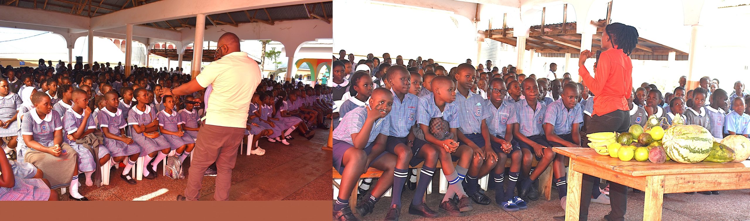 The team from the Department of Food Technology and Nutrition at Makerere University engaging learners of Hormisdallen Primary School on balanced diets, hygiene, and the importance of locally available nutritious foods. Department of Food Technology and Nutrition (DFTN) school-based nutrition awareness campaigns, diagnostic pre-visits to local food processors, and an intensive two-day hands-on training workshop held from 8th–9th September 2025 at the School of Food Technology, Nutrition, and Bioengineering (SFTNB), College of Agricultural and Environmental Sciences (CAES), Makerere University, Kampala Uganda, East Africa.