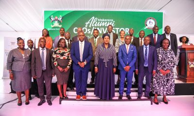 Rt. Hon. Rukia Nakadama Isanga (4th Right), Hon. Balaam Barugahara (4th Left), Prof. Barnabas Nawangwe (Rear: 3rd Left), and Mr. George Turyamureeba (3rd Right) with Members of Management and stakeholders at the First Ever Alumni CEOs Summit on 2nd September 2025. Makerere University Convocation (MUC) first-ever CEOs/Investors’ Round Table Summit, 2nd September 2025, Convocation House, Edge Road, Kampala Uganda, East Africa.
