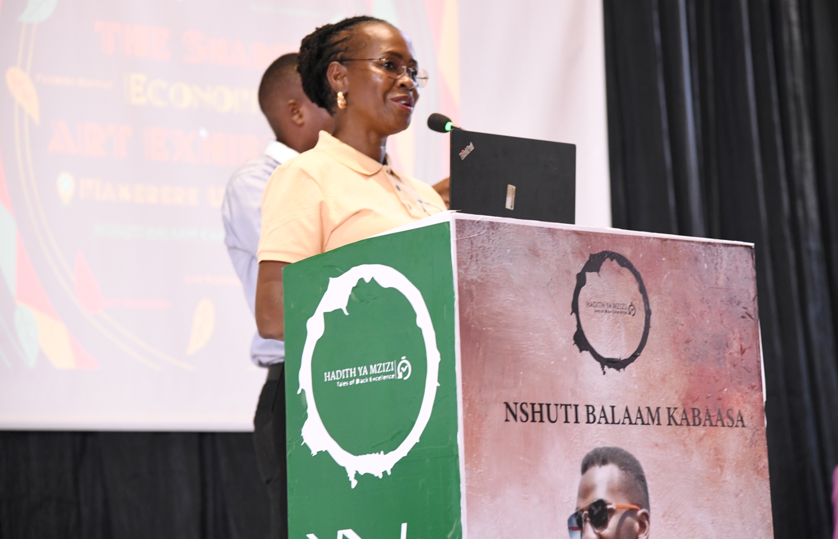 Prof. Sarah Ssali. 3rd edition of Hadithi Ya Mzizi to celebrate the resilience and innovation of the informal sector through art exhibition and to memorialize its founder, the late Nshuti Balaam Kabaasa, 29th August 2025 Makerere University, Kampala Uganda, East Africa.