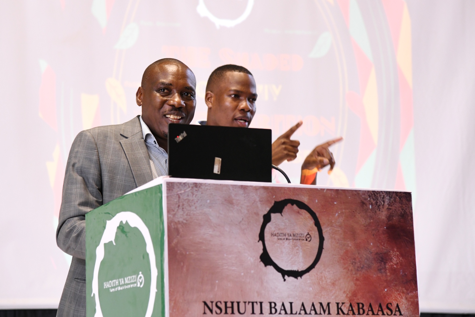 Prof. Winston Tumps Ireeta makes his remarks. 3rd edition of Hadithi Ya Mzizi to celebrate the resilience and innovation of the informal sector through art exhibition and to memorialize its founder, the late Nshuti Balaam Kabaasa, 29th August 2025 Makerere University, Kampala Uganda, East Africa.