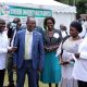H.E. Yoweri Kaguta Museveni (Right) interacts with officials upon arrival at Makerere University on 8th April 2025. H.E. Yoweri Kaguta Museveni officially flags off the Research and Innovations Week 2025, on 8th April 2025, Freedom Square, Makerere University, Kampala Uganda, East Africa.