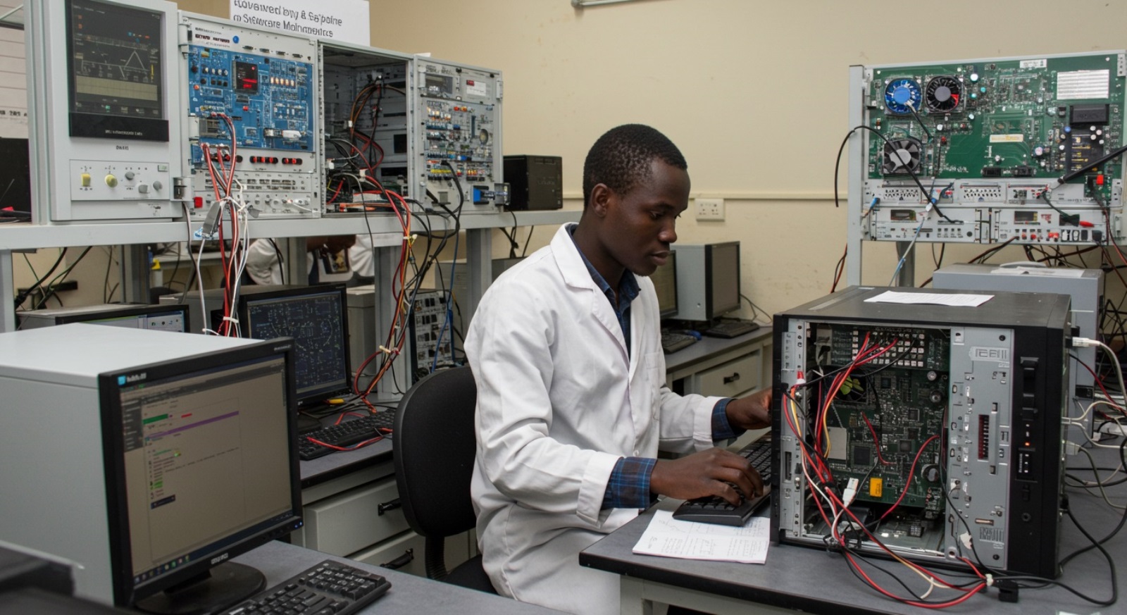 Advanced Computer Repair & Software Maintenance at Makerere University, Kampala Uganda, East Africa. Photo: ImageFX